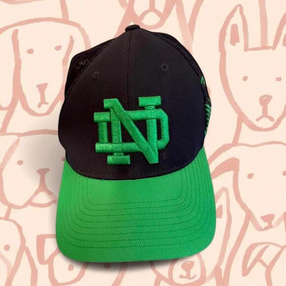 NOTRE DAME FIGHTING IRISH adidas Blue/Green NCAA Official Fitted Hat (S/M) - Picture 1 of 5